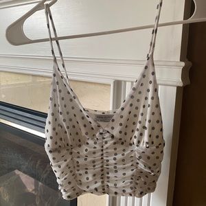 Urban Outfitters Mesh Polka Dot V-Neck Crop Tank